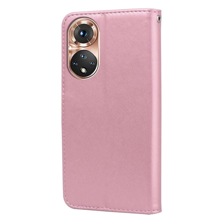 For Honor X7/Play 30 Plus Rose Embossed Flip PU Leather Phone Case(Rose Gold)