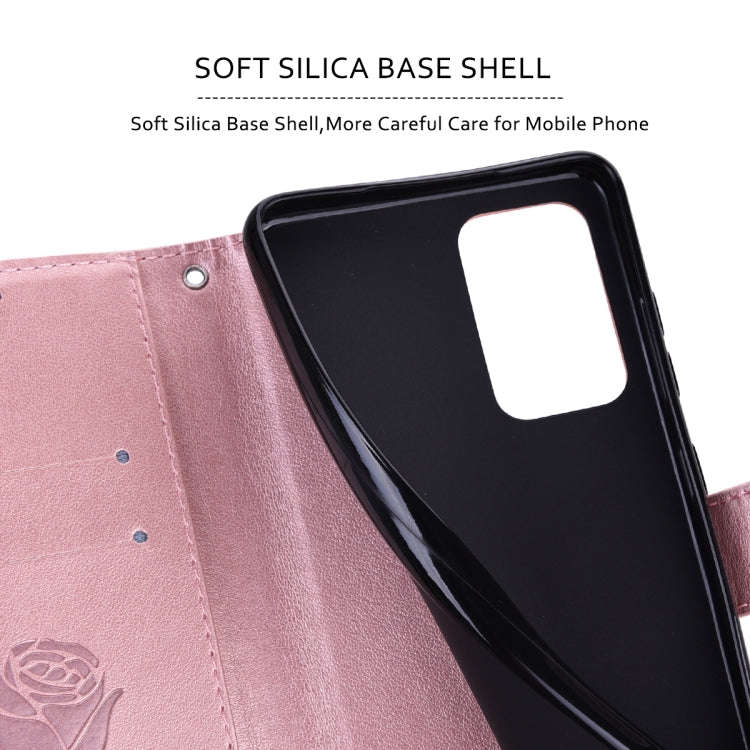 For Honor X7/Play 30 Plus Rose Embossed Flip PU Leather Phone Case(Rose Gold)