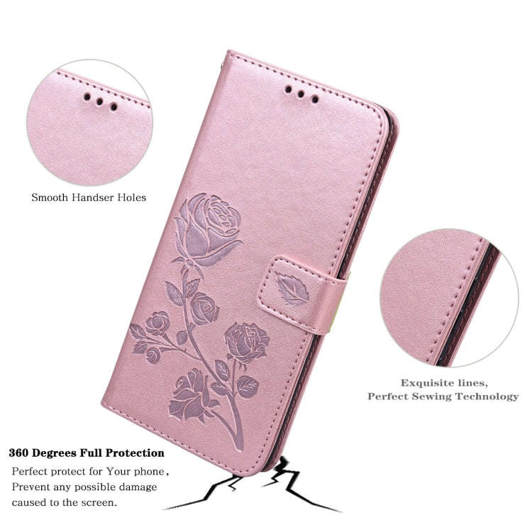 For Honor X7/Play 30 Plus Rose Embossed Flip PU Leather Phone Case(Rose Gold)