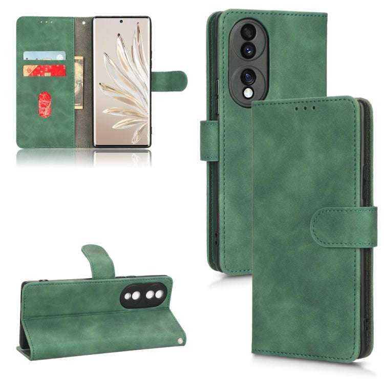 For Honor 70 5G Skin Feel Magnetic Flip Leather Phone Case(Green)