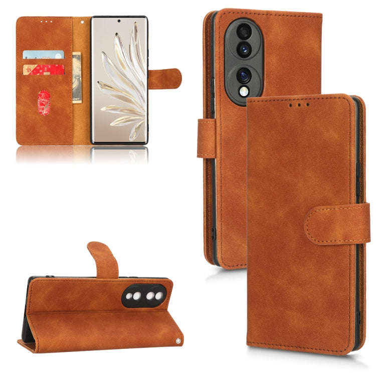 For Honor 70 5G Skin Feel Magnetic Flip Leather Phone Case(Brown)