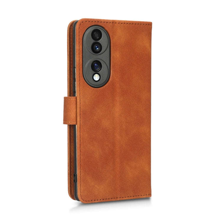 For Honor 70 5G Skin Feel Magnetic Flip Leather Phone Case(Brown)