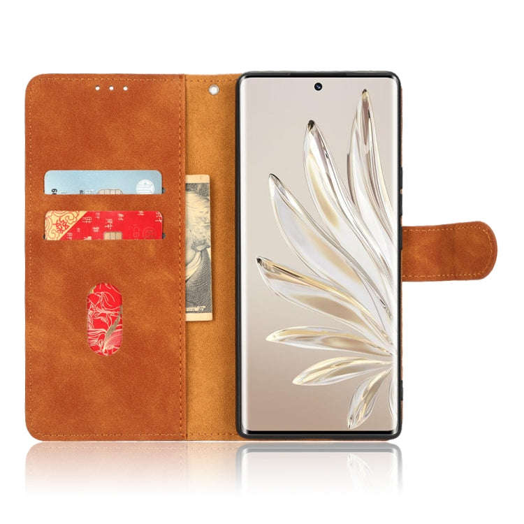 For Honor 70 5G Skin Feel Magnetic Flip Leather Phone Case(Brown)