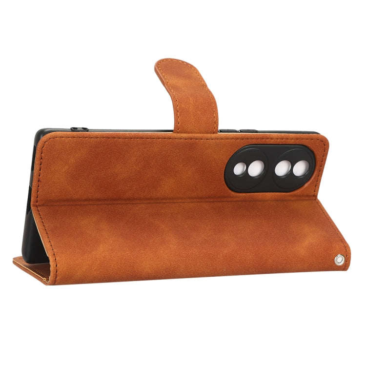For Honor 70 5G Skin Feel Magnetic Flip Leather Phone Case(Brown)