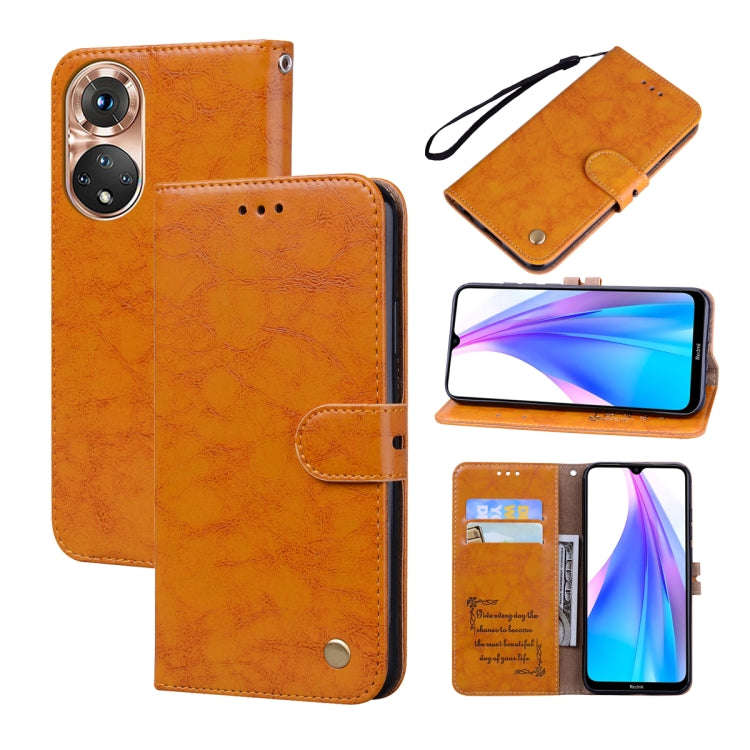 For Honor X7/Play 30 Plus Oil Wax Texture Leather Phone Case(Yellow)