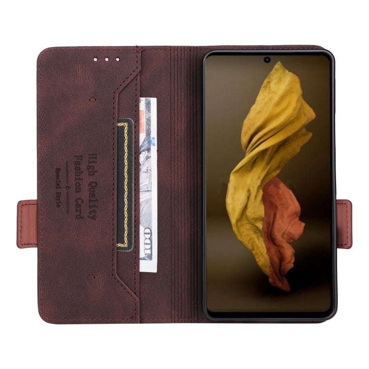 For Sharp Aquos Sense 7 Magnetic Clasp Leather Phone Case(Brown)