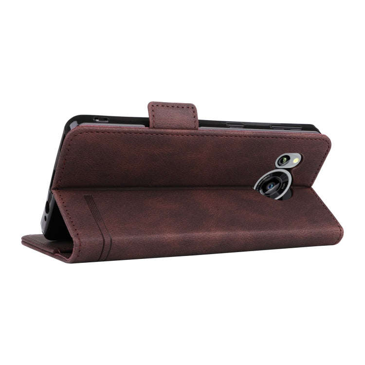 For Sharp Aquos Sense 7 Magnetic Clasp Leather Phone Case(Brown)