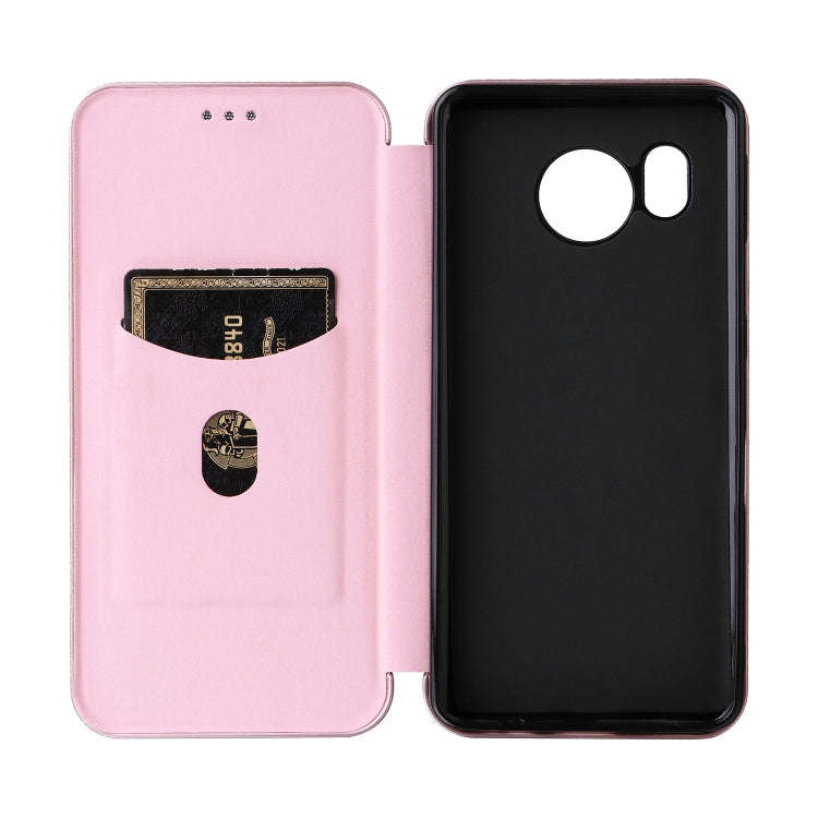 For Sharp Aquos Sense7 Plus Carbon Fiber Texture Flip Leather Phone Case(Pink)