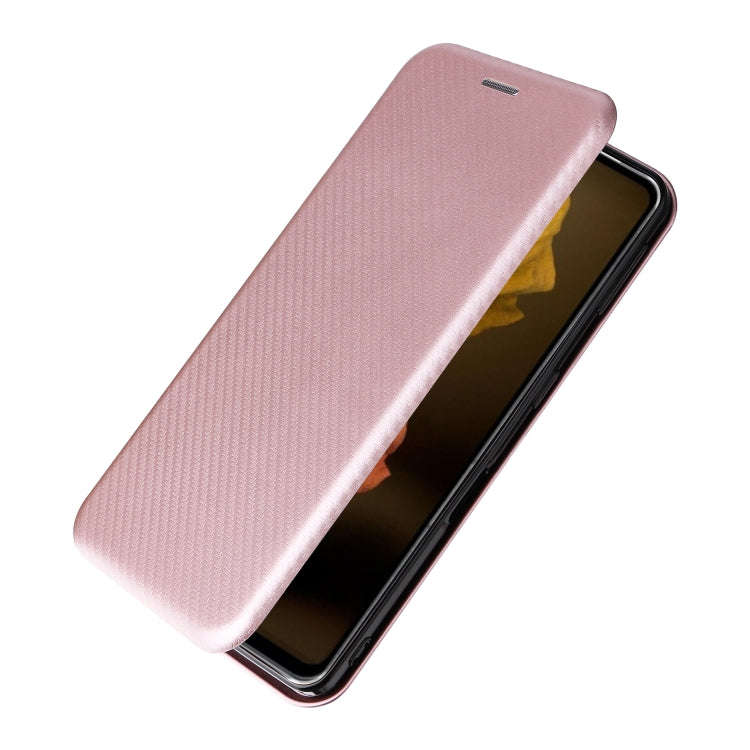 For Sharp Aquos Sense7 Plus Carbon Fiber Texture Flip Leather Phone Case(Pink)