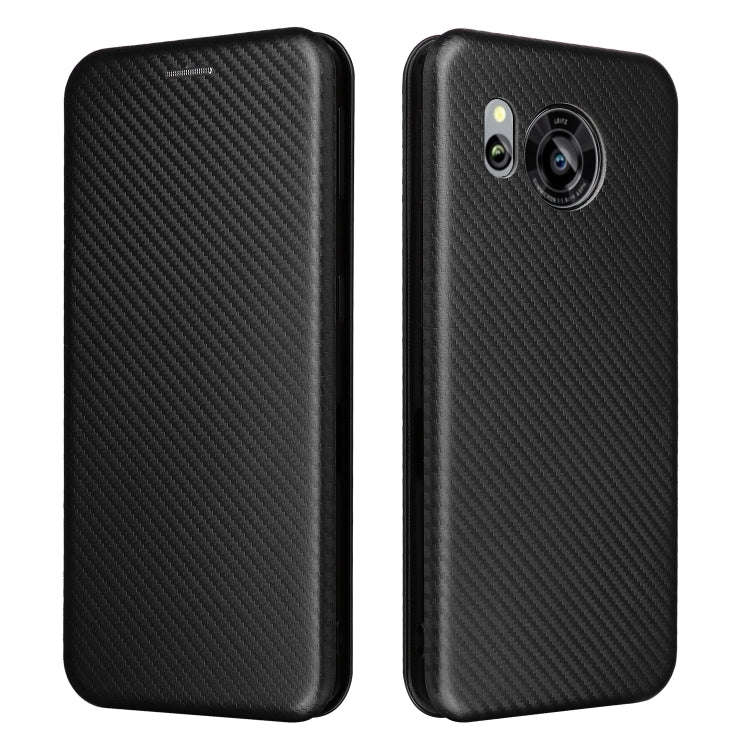 For Sharp Aquos Sense7 Plus Carbon Fiber Texture Flip Leather Phone Case(Black)