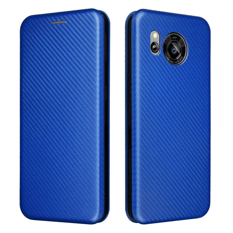 For Sharp Aquos Sense7 Plus Carbon Fiber Texture Flip Leather Phone Case(Blue)