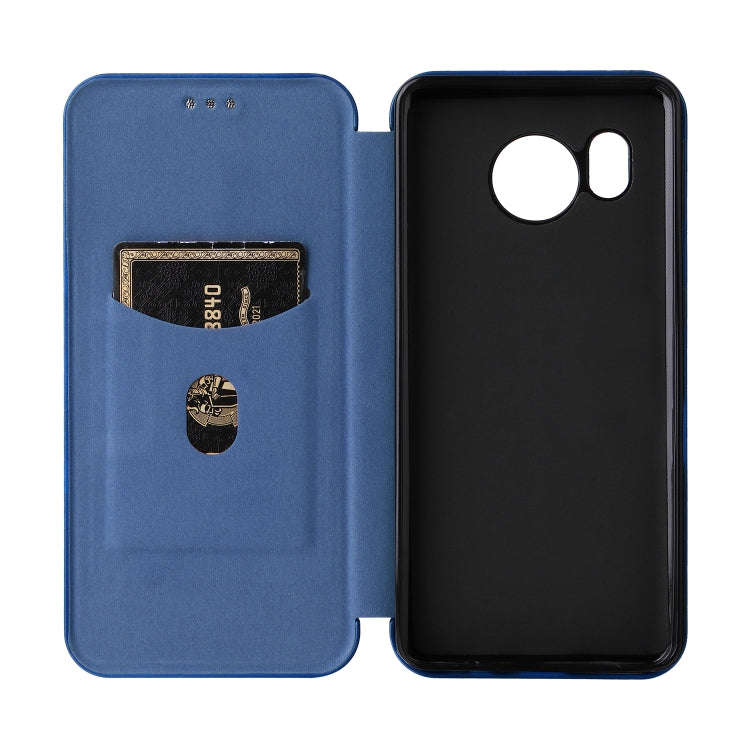 For Sharp Aquos Sense7 Plus Carbon Fiber Texture Flip Leather Phone Case(Blue)