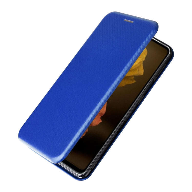 For Sharp Aquos Sense7 Plus Carbon Fiber Texture Flip Leather Phone Case(Blue)