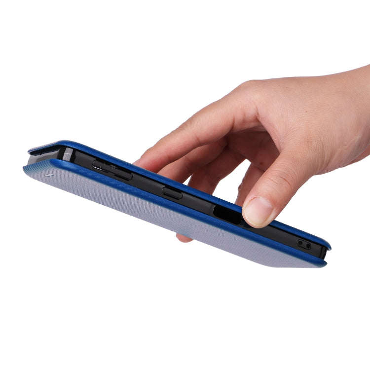 For Sharp Aquos Sense7 Plus Carbon Fiber Texture Flip Leather Phone Case(Blue)