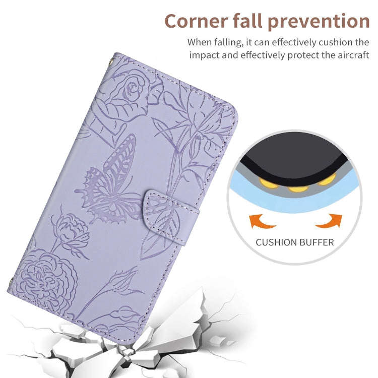 For Sony Xperia 5 IV HT03 Skin Feel Butterfly Embossed Flip Leather Phone Case(Purple)