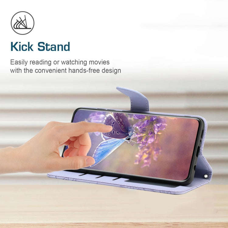 For Sony Xperia 5 IV HT03 Skin Feel Butterfly Embossed Flip Leather Phone Case(Purple)