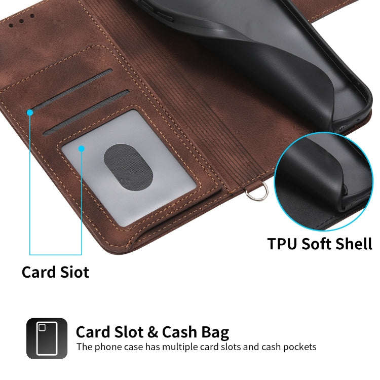 For Sony Xperia 1 IV Skin-feel Flowers Embossed Wallet Leather Phone Case(Brown)
