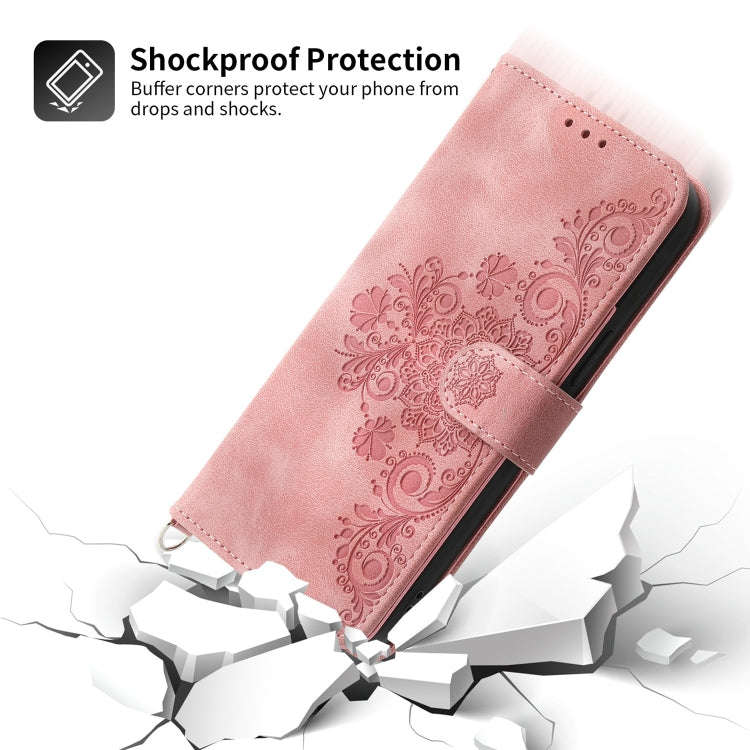 For Google Pixel 7 5G Skin-feel Flowers Embossed Wallet Leather Phone Case(Pink)