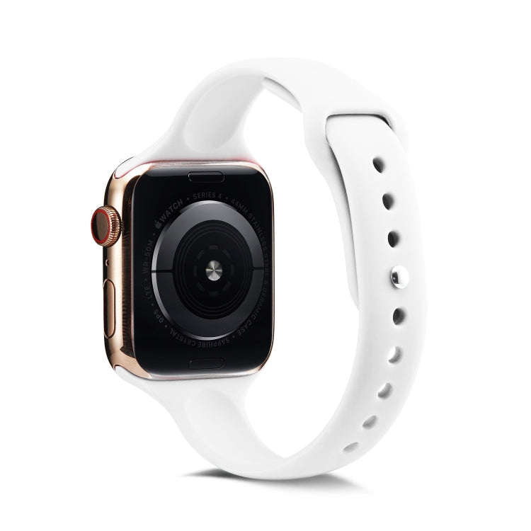For Apple Watch 5/4 44mm & 3/2/1 42mm Thin Silicone Watch Band(White)