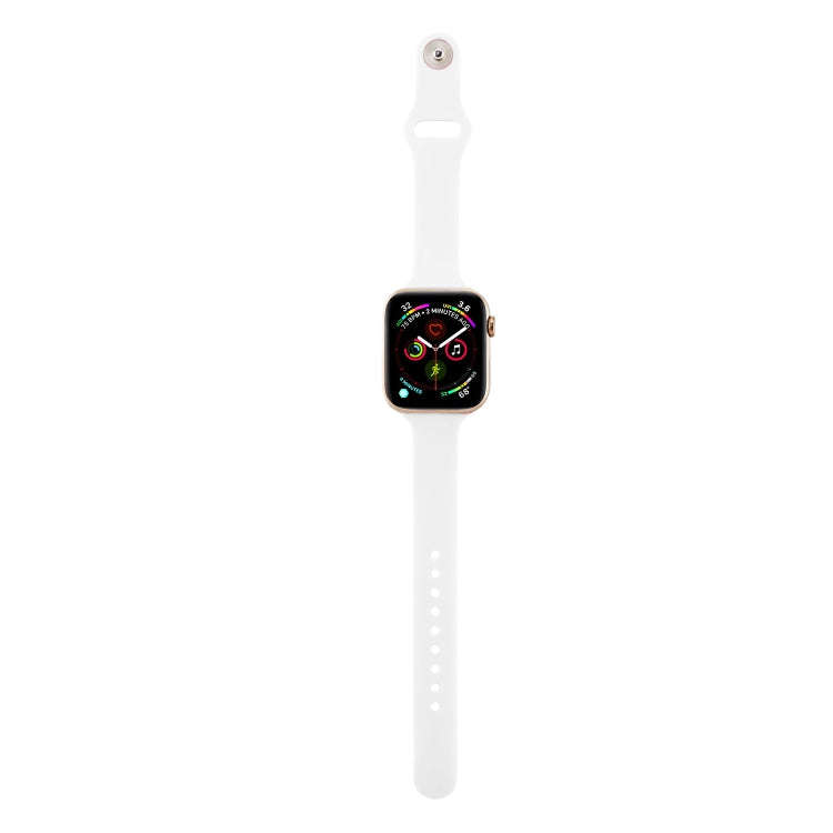 For Apple Watch 5/4 44mm & 3/2/1 42mm Thin Silicone Watch Band(White)