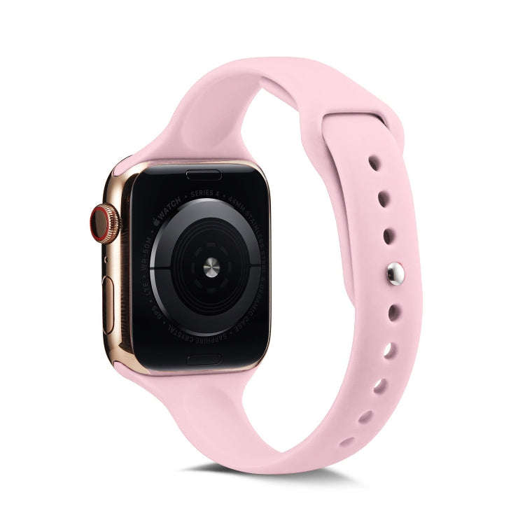 For Apple Watch 5/4 44mm & 3/2/1 42mm Thin Silicone Watch Band(Pink)