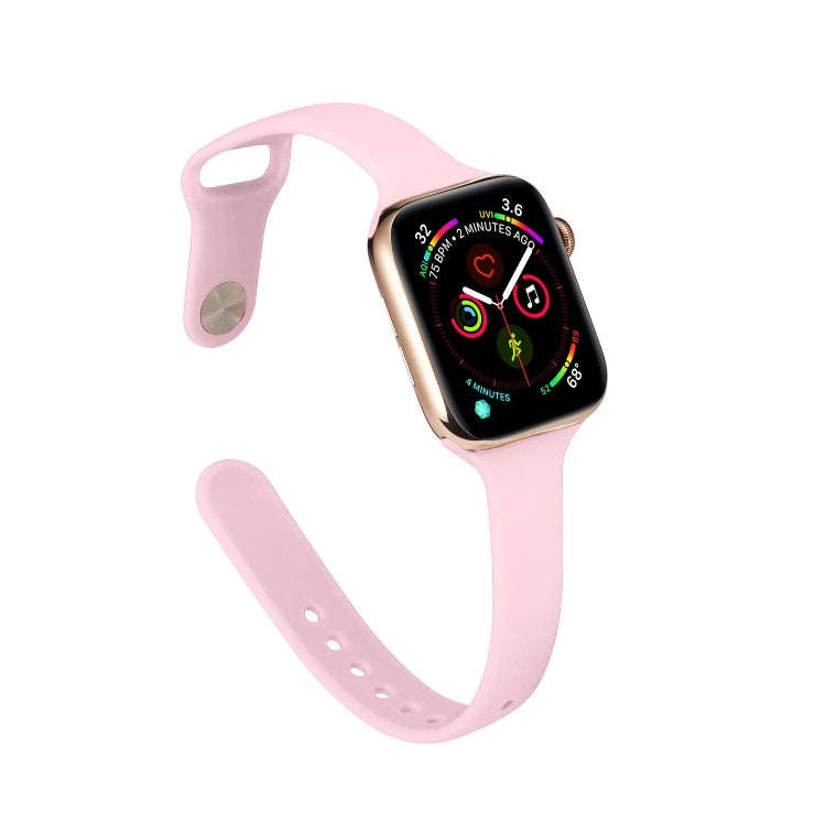 For Apple Watch 5/4 44mm & 3/2/1 42mm Thin Silicone Watch Band(Pink)