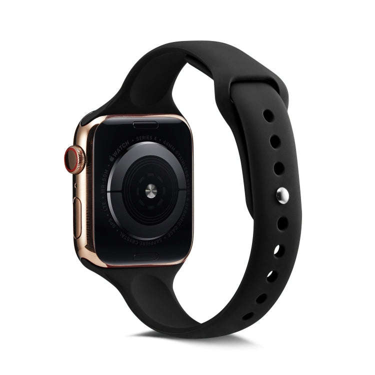 For Apple Watch 5/4 44mm & 3/2/1 42mm Thin Silicone Watch Band(Black)