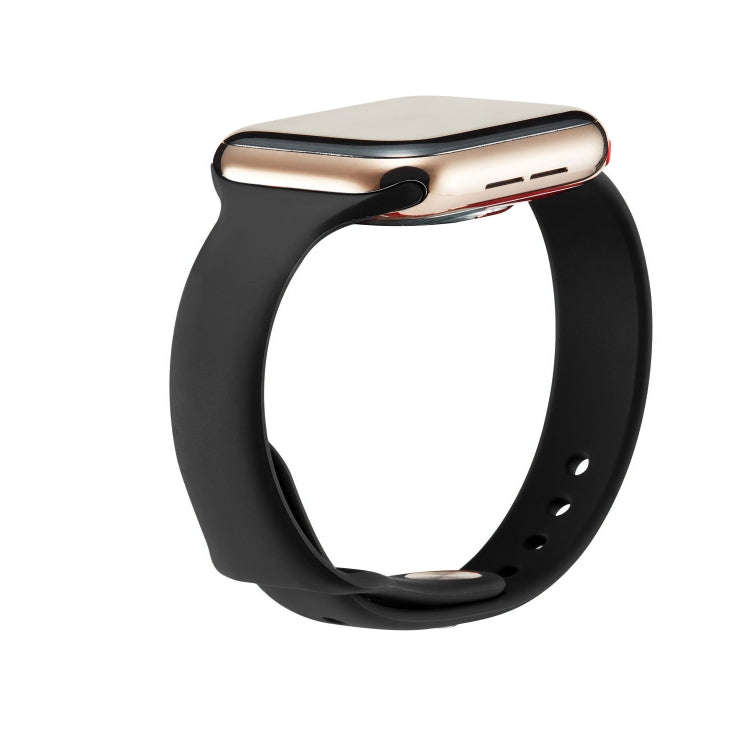 For Apple Watch 5/4 44mm & 3/2/1 42mm Thin Silicone Watch Band(Black)
