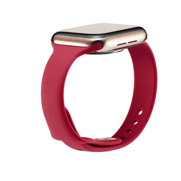 For Apple Watch 5/4 44mm & 3/2/1 42mm Thin Silicone Watch Band(Rose Red)
