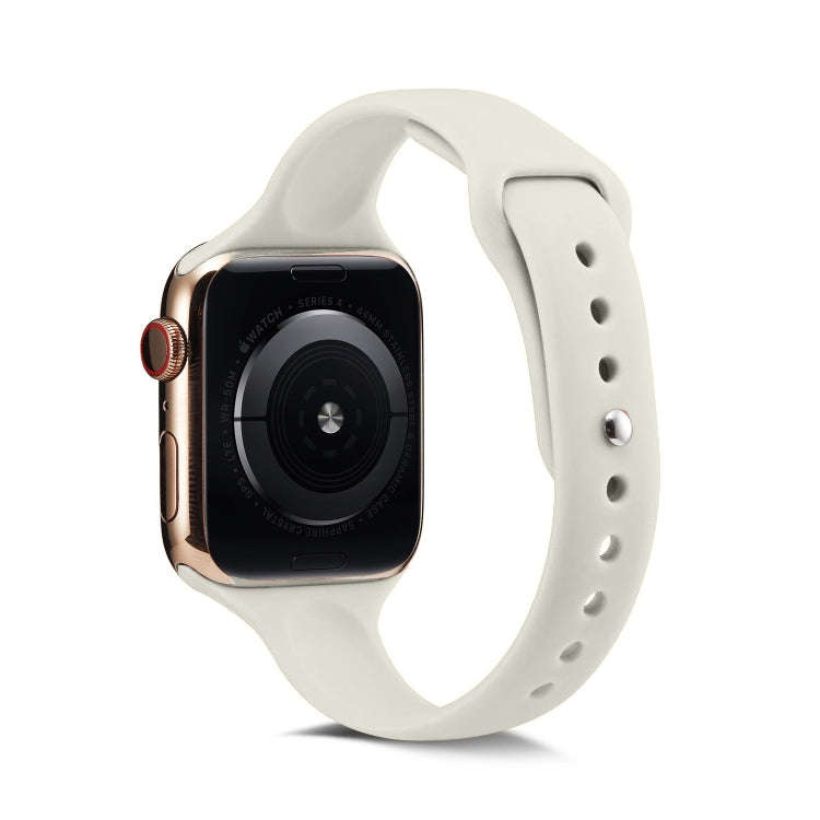 For Apple Watch 5/4 44mm & 3/2/1 42mm Thin Silicone Watch Band(Creamy-white)