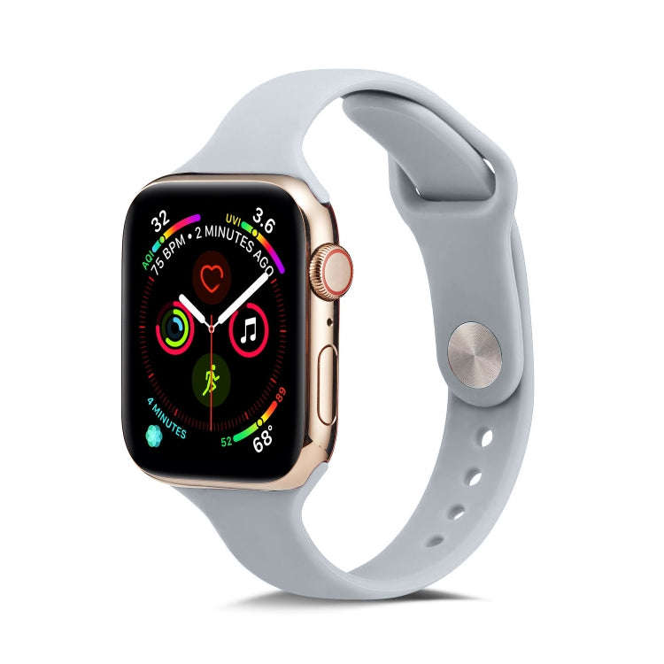 For Apple Watch 5/4 44mm & 3/2/1 42mm Thin Silicone Watch Band(Light Grey)