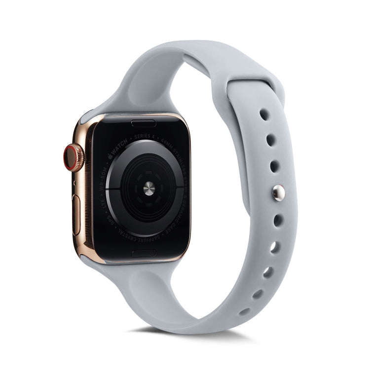 For Apple Watch 5/4 44mm & 3/2/1 42mm Thin Silicone Watch Band(Light Grey)