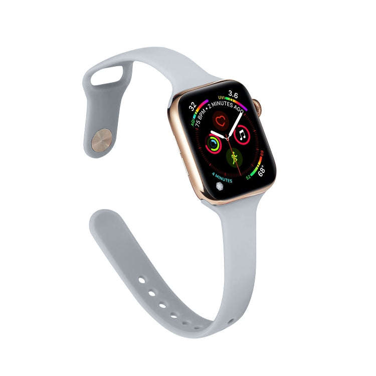 For Apple Watch 5/4 44mm & 3/2/1 42mm Thin Silicone Watch Band(Light Grey)