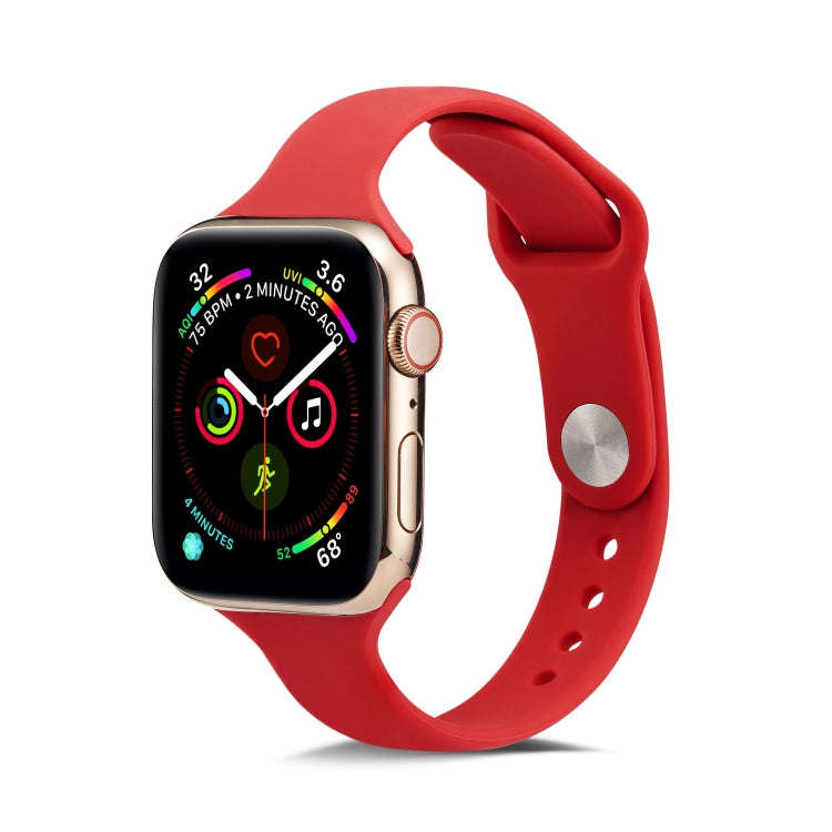 For Apple Watch 5/4 44mm & 3/2/1 42mm Thin Silicone Watch Band(Camellia Red)
