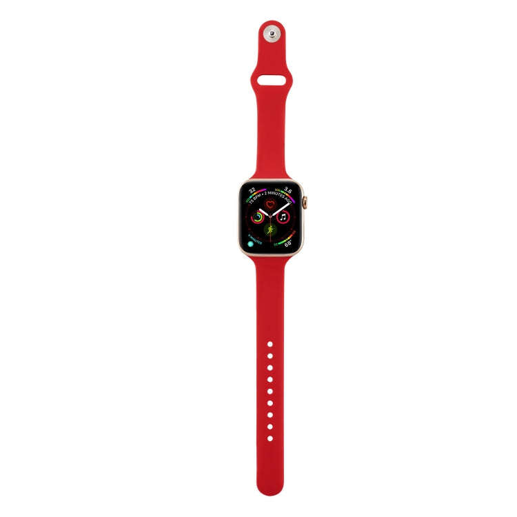 For Apple Watch 5/4 44mm & 3/2/1 42mm Thin Silicone Watch Band(Camellia Red)