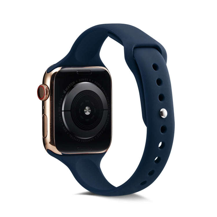 For Apple Watch 5/4 44mm & 3/2/1 42mm Thin Silicone Watch Band(Dark Blue)