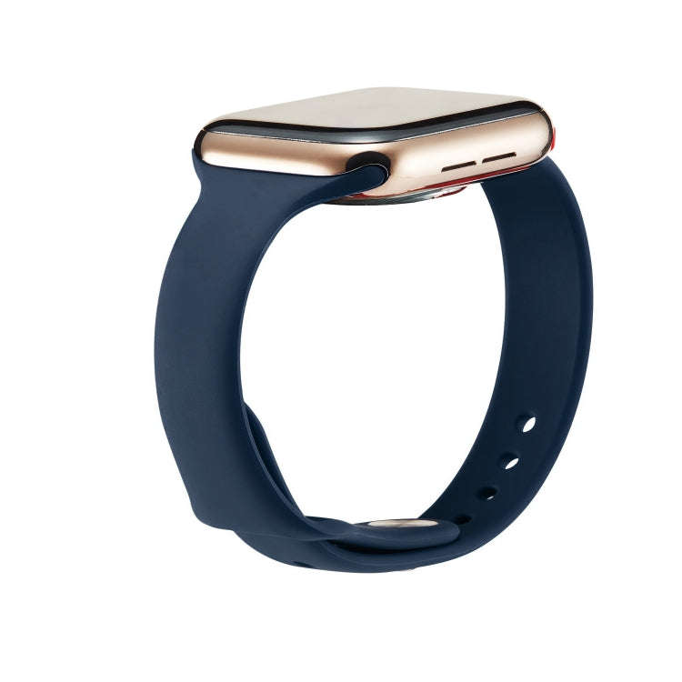 For Apple Watch 5/4 44mm & 3/2/1 42mm Thin Silicone Watch Band(Dark Blue)