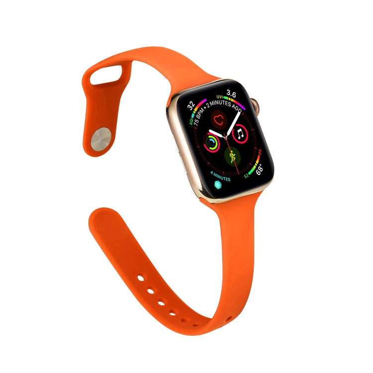 For Apple Watch 5/4 40mm & 3/2/1 38mm Thin Silicone Watch Band(Orange)