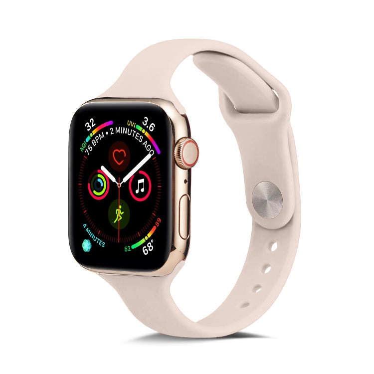 For Apple Watch 5/4 40mm & 3/2/1 38mm Thin Silicone Watch Band(Pink Silty)