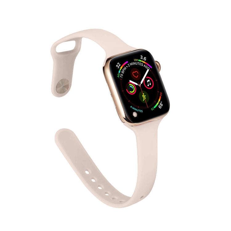 For Apple Watch 5/4 40mm & 3/2/1 38mm Thin Silicone Watch Band(Pink Silty)