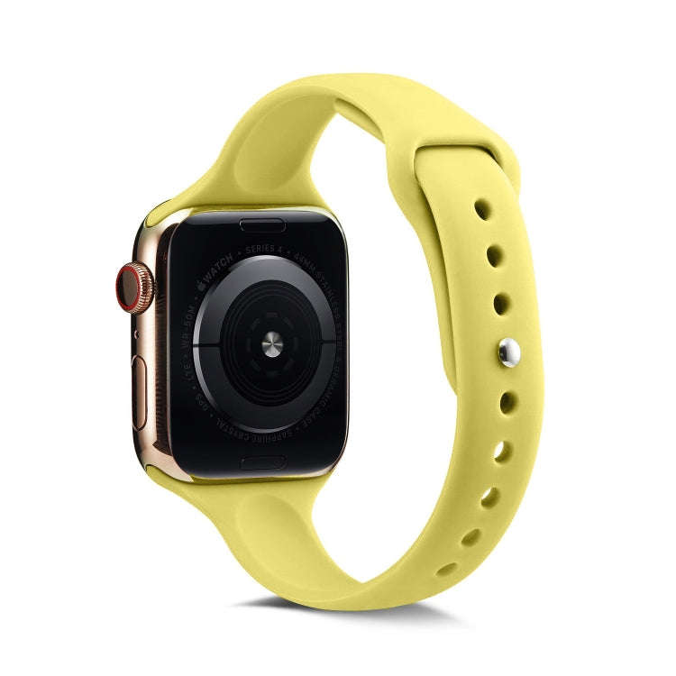For Apple Watch 5/4 40mm & 3/2/1 38mm Thin Silicone Watch Band(Yellow)