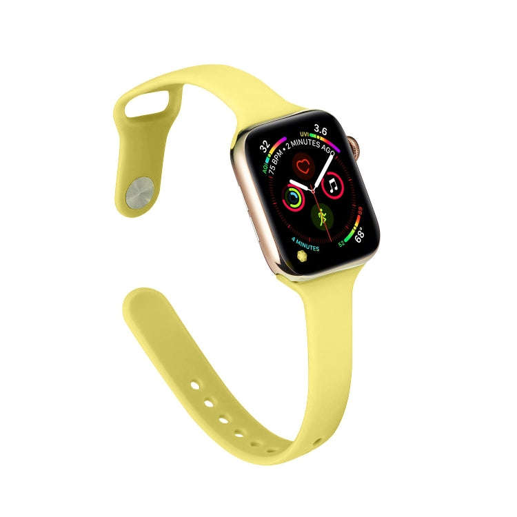 For Apple Watch 5/4 40mm & 3/2/1 38mm Thin Silicone Watch Band(Yellow)