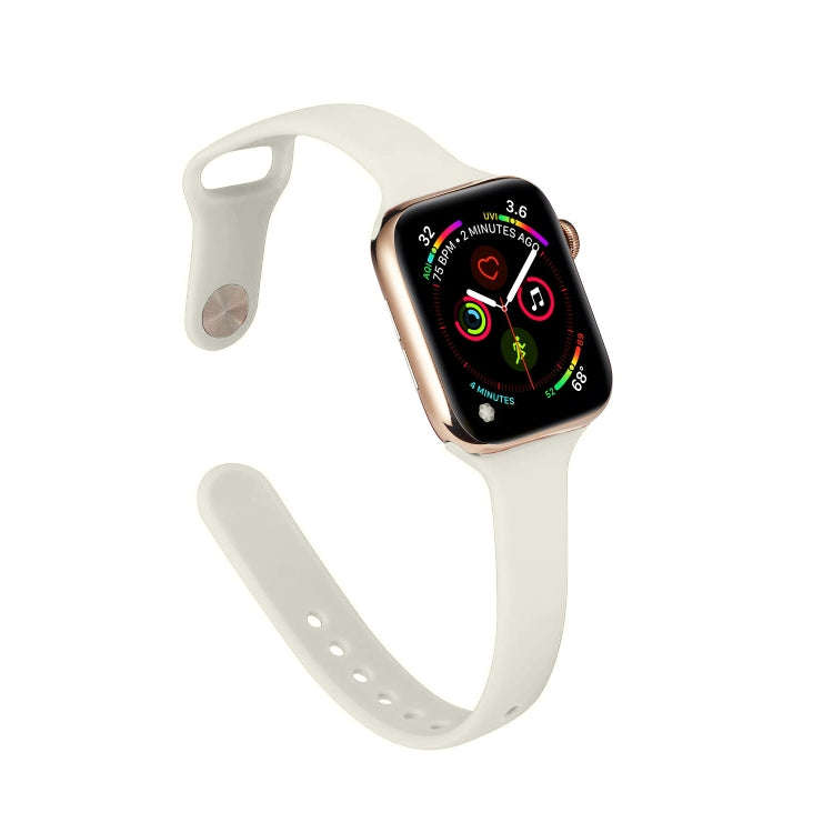For Apple Watch 5/4 40mm & 3/2/1 38mm Thin Silicone Watch Band(Creamy-white)