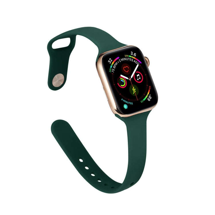For Apple Watch 5/4 40mm & 3/2/1 38mm Thin Silicone Watch Band(Deep Green)