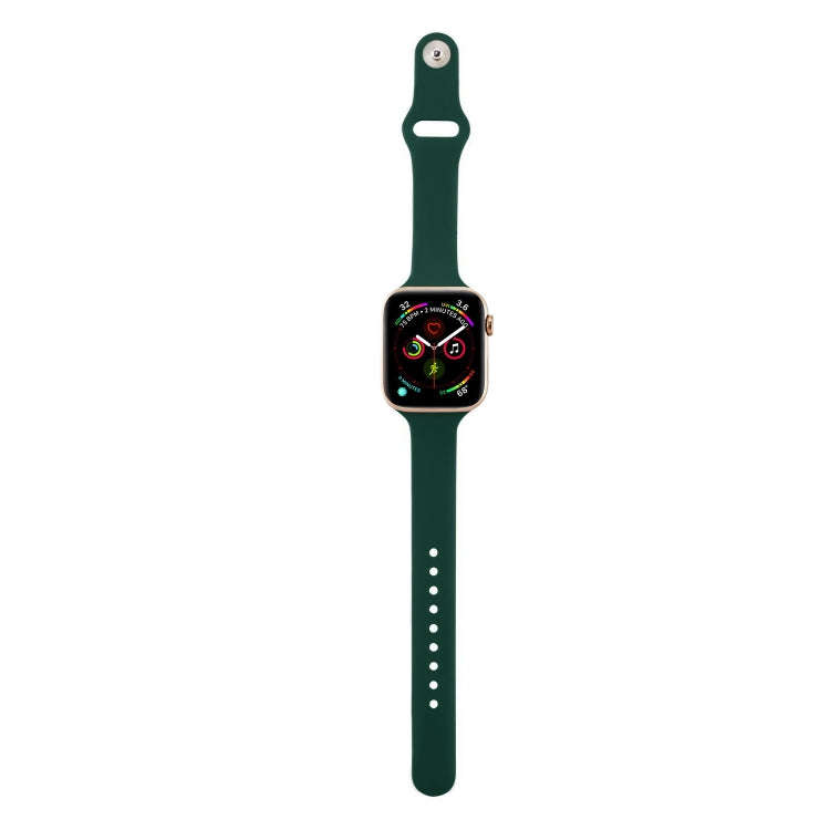 For Apple Watch 5/4 40mm & 3/2/1 38mm Thin Silicone Watch Band(Deep Green)