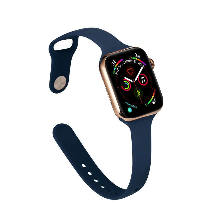 For Apple Watch 5/4 40mm & 3/2/1 38mm Thin Silicone Watch Band(Dark Blue)