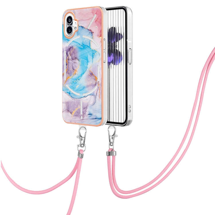 For Nothing Phone 1 Electroplating IMD TPU Phone Case with Lanyard(Blue Marble)