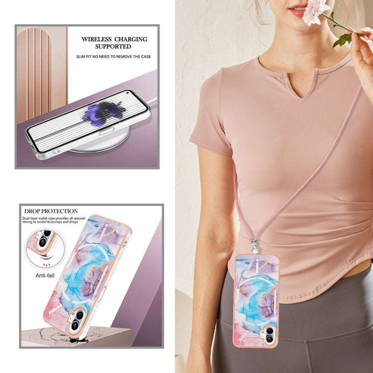 For Nothing Phone 1 Electroplating IMD TPU Phone Case with Lanyard(Blue Marble)
