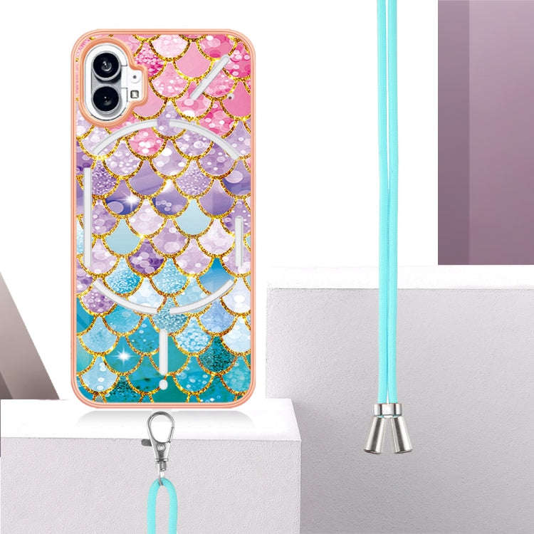For Nothing Phone 1 Electroplating IMD TPU Phone Case with Lanyard(Colorful Scales)