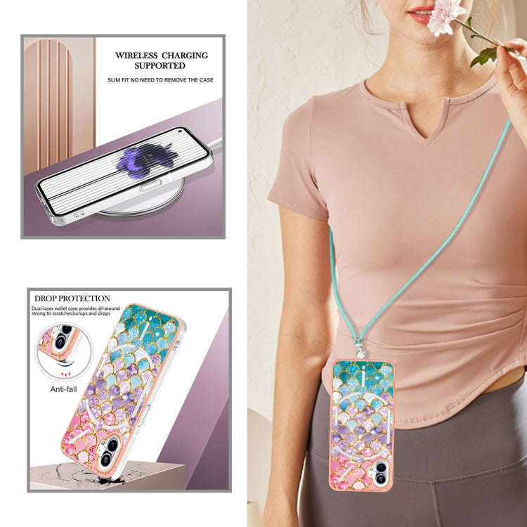 For Nothing Phone 1 Electroplating IMD TPU Phone Case with Lanyard(Colorful Scales)